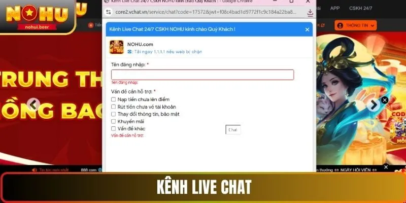 Kênh live chat Kênh live chat