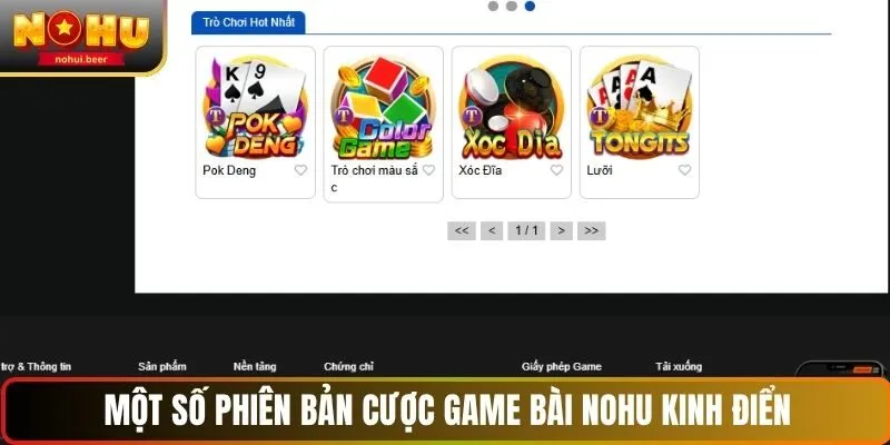 Một số phiên bản cược game bài NOHU kinh điển Một số phiên bản cược game bài NOHU kinh điển